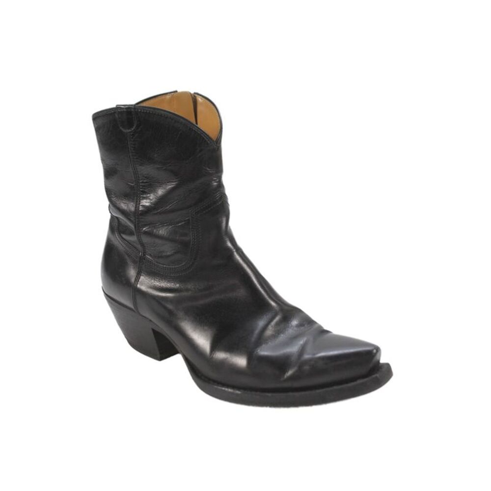 R13 Womens Leather Pointed Toe Cowboy Ankle Boots Black Size 38 8